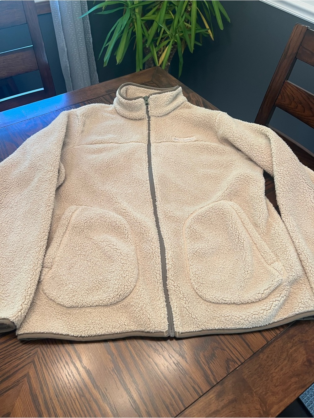 Columbia Creme Color Rugged Ridge II Sherpa Fleece Full Zip Woman’s L # 735
